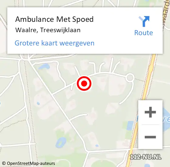 Locatie op kaart van de 112 melding: Ambulance Met Spoed Naar Waalre, Treeswijklaan op 27 januari 2018 07:53