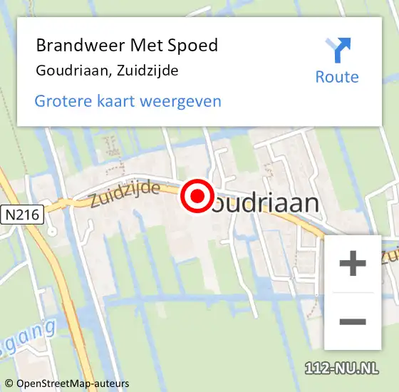 Locatie op kaart van de 112 melding: Brandweer Met Spoed Naar Goudriaan, Zuidzijde op 27 januari 2018 08:50