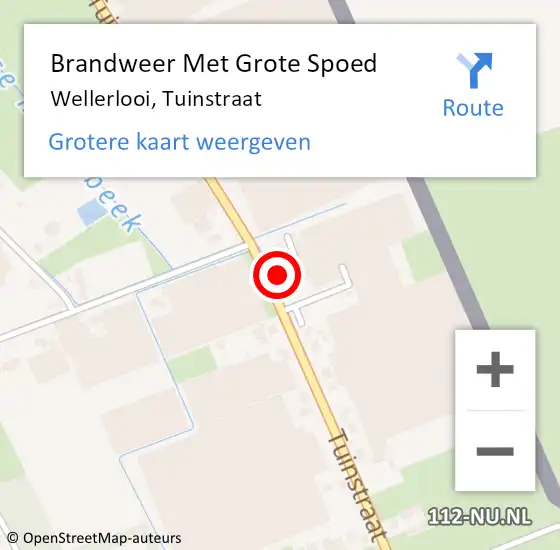 Locatie op kaart van de 112 melding: Brandweer Met Grote Spoed Naar Wellerlooi, Tuinstraat op 27 januari 2018 09:11