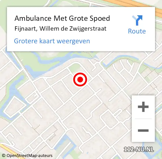 Locatie op kaart van de 112 melding: Ambulance Met Grote Spoed Naar Fijnaart, Willem de Zwijgerstraat op 27 januari 2018 09:53