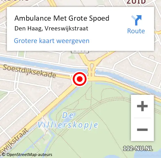 Locatie op kaart van de 112 melding: Ambulance Met Grote Spoed Naar Den Haag, Vreeswijkstraat op 27 januari 2018 10:02