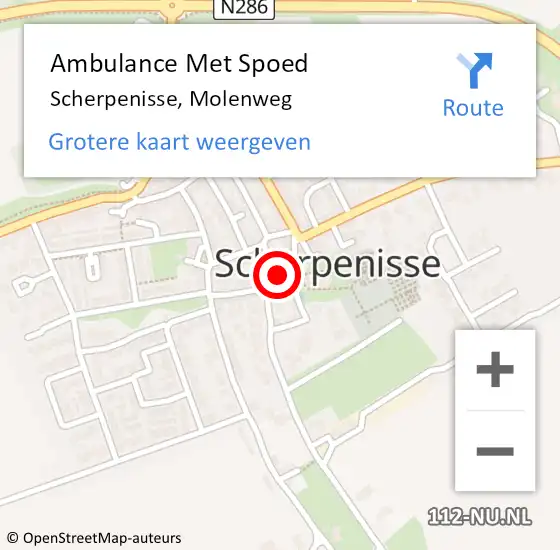 Locatie op kaart van de 112 melding: Ambulance Met Spoed Naar Scherpenisse, Molenweg op 27 januari 2018 10:39