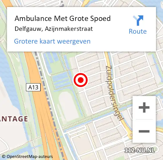 Locatie op kaart van de 112 melding: Ambulance Met Grote Spoed Naar Delfgauw, Azijnmakerstraat op 27 januari 2018 10:46