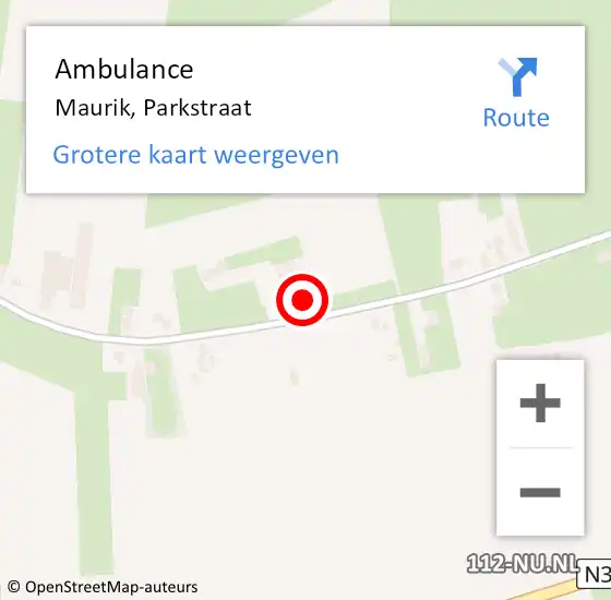 Locatie op kaart van de 112 melding: Ambulance Maurik, Parkstraat op 27 januari 2018 10:57