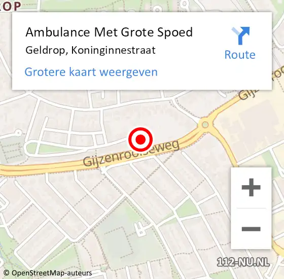 Locatie op kaart van de 112 melding: Ambulance Met Grote Spoed Naar Geldrop, Koninginnestraat op 27 januari 2018 11:06