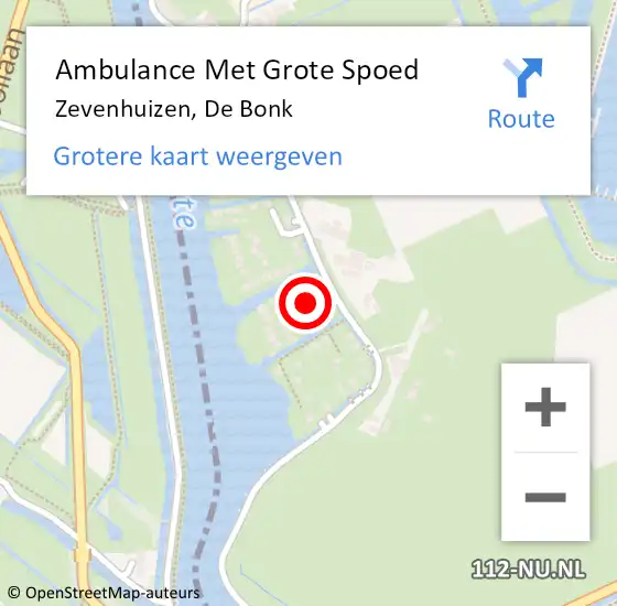 Locatie op kaart van de 112 melding: Ambulance Met Grote Spoed Naar Zevenhuizen, De Bonk op 27 januari 2018 11:17