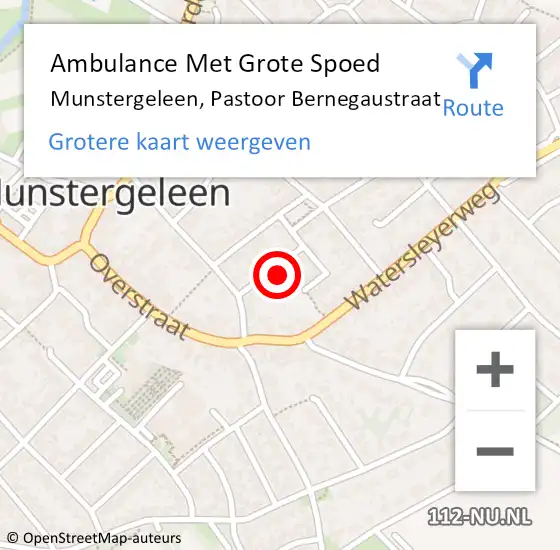 Locatie op kaart van de 112 melding: Ambulance Met Grote Spoed Naar Munstergeleen, Pastoor Bernegaustraat op 14 februari 2014 13:21