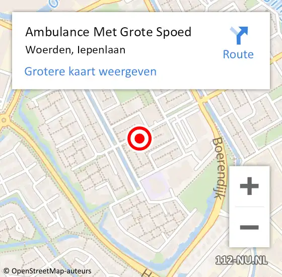 Locatie op kaart van de 112 melding: Ambulance Met Grote Spoed Naar Woerden, Iepenlaan op 27 januari 2018 12:17