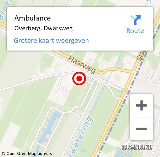 Locatie op kaart van de 112 melding: Ambulance Overberg, Dwarsweg op 27 januari 2018 12:32