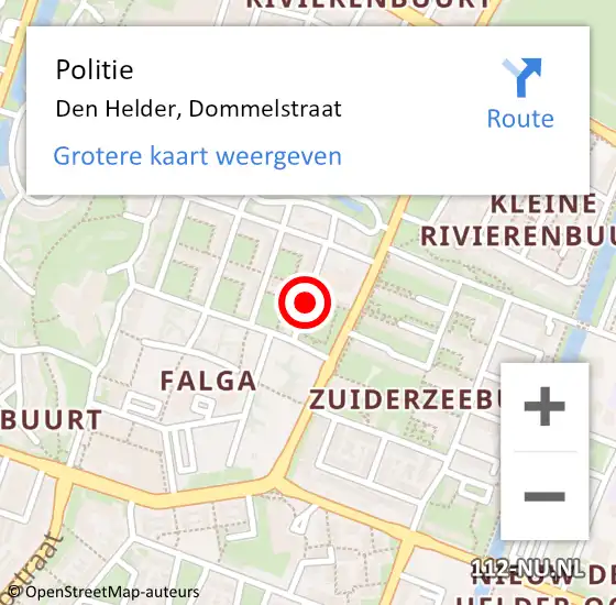 Locatie op kaart van de 112 melding: Politie Den Helder, Dommelstraat op 27 januari 2018 12:47