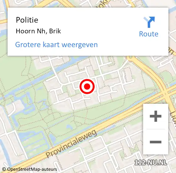 Locatie op kaart van de 112 melding: Politie Hoorn Nh, Brik op 27 januari 2018 13:28