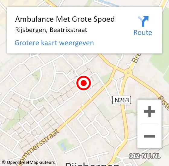 Locatie op kaart van de 112 melding: Ambulance Met Grote Spoed Naar Rijsbergen, Beatrixstraat op 27 januari 2018 13:43