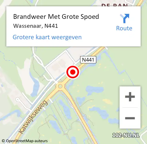 Locatie op kaart van de 112 melding: Brandweer Met Grote Spoed Naar Wassenaar, N441 op 27 januari 2018 14:09