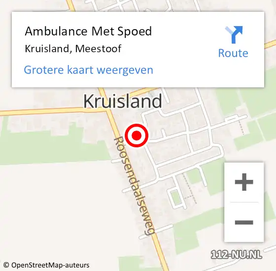 Locatie op kaart van de 112 melding: Ambulance Met Spoed Naar Kruisland, Meestoof op 27 januari 2018 14:16