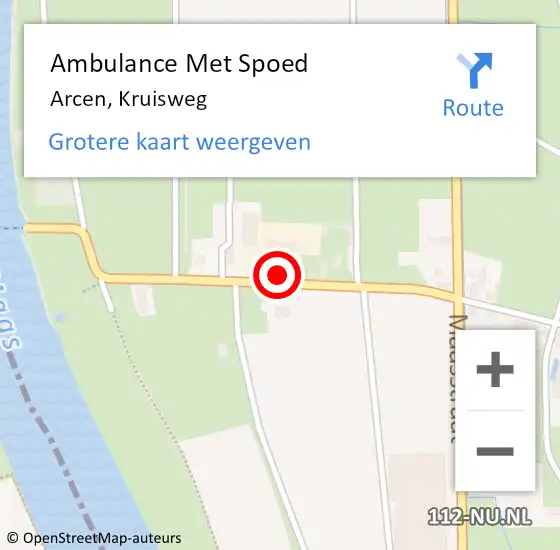 Locatie op kaart van de 112 melding: Ambulance Met Spoed Naar Arcen, Kruisweg op 27 januari 2018 14:42