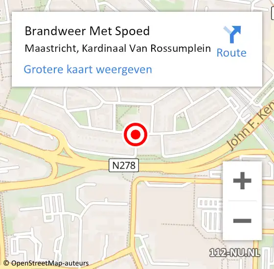 Locatie op kaart van de 112 melding: Brandweer Met Spoed Naar Maastricht, Kardinaal Van Rossumplein op 27 januari 2018 14:47