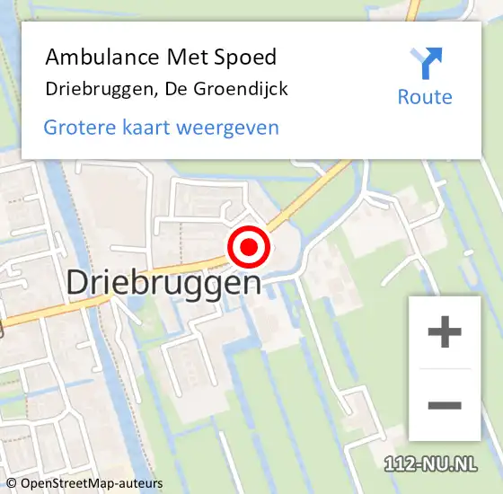 Locatie op kaart van de 112 melding: Ambulance Met Spoed Naar Driebruggen, De Groendijck op 27 januari 2018 15:45