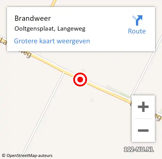 Locatie op kaart van de 112 melding: Brandweer Ooltgensplaat, Langeweg op 27 januari 2018 16:23