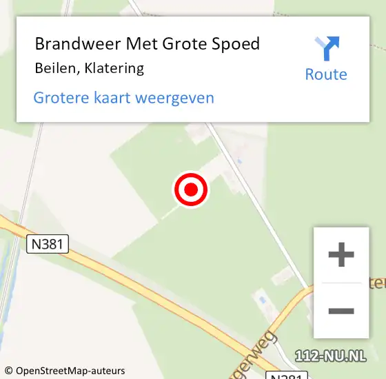 Locatie op kaart van de 112 melding: Brandweer Met Grote Spoed Naar Beilen, Klatering op 14 februari 2014 13:39