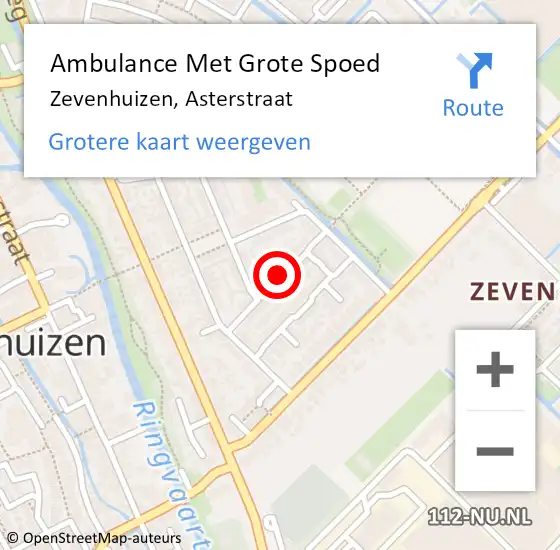 Locatie op kaart van de 112 melding: Ambulance Met Grote Spoed Naar Zevenhuizen, Asterstraat op 27 januari 2018 16:35