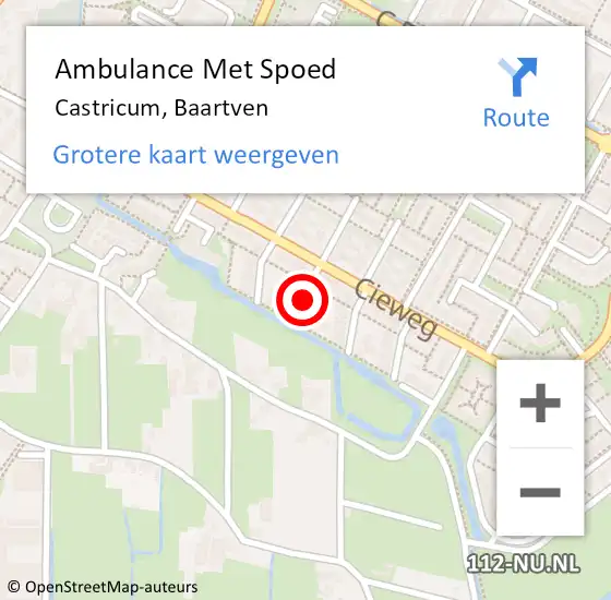 Locatie op kaart van de 112 melding: Ambulance Met Spoed Naar Castricum, Baartven op 27 januari 2018 17:02