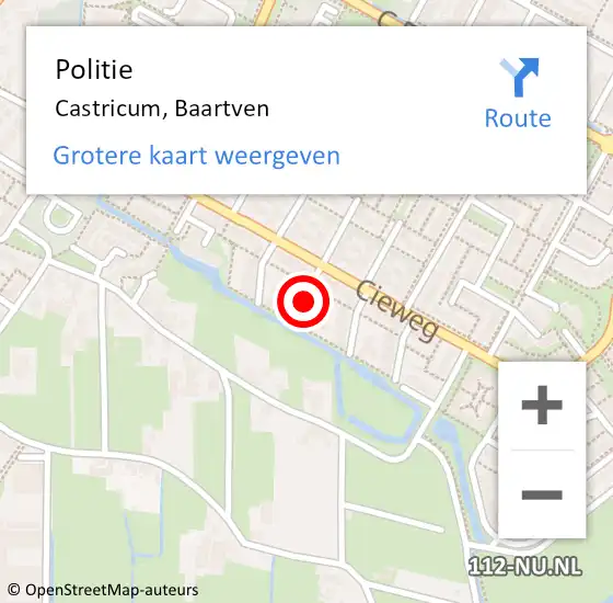 Locatie op kaart van de 112 melding: Politie Castricum, Baartven op 27 januari 2018 17:25
