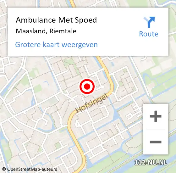 Locatie op kaart van de 112 melding: Ambulance Met Spoed Naar Maasland, Riemtale op 27 januari 2018 17:26