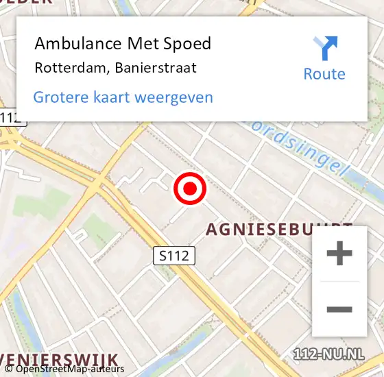 Locatie op kaart van de 112 melding: Ambulance Met Spoed Naar Rotterdam, Banierstraat op 27 januari 2018 17:26