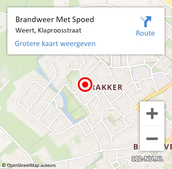 Locatie op kaart van de 112 melding: Brandweer Met Spoed Naar Weert, Klaproosstraat op 27 januari 2018 17:53