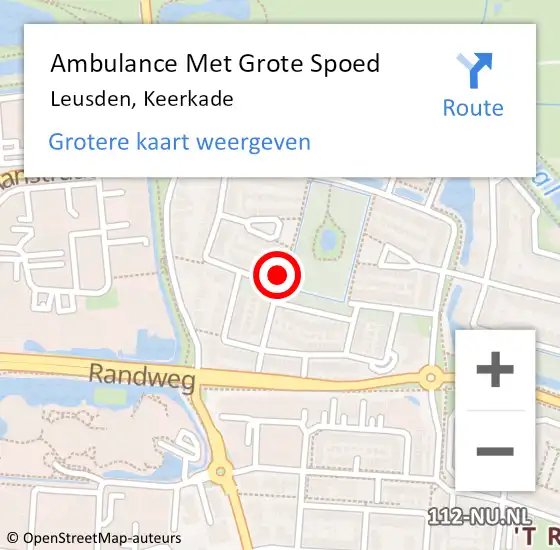 Locatie op kaart van de 112 melding: Ambulance Met Grote Spoed Naar Leusden, Keerkade op 27 januari 2018 17:54