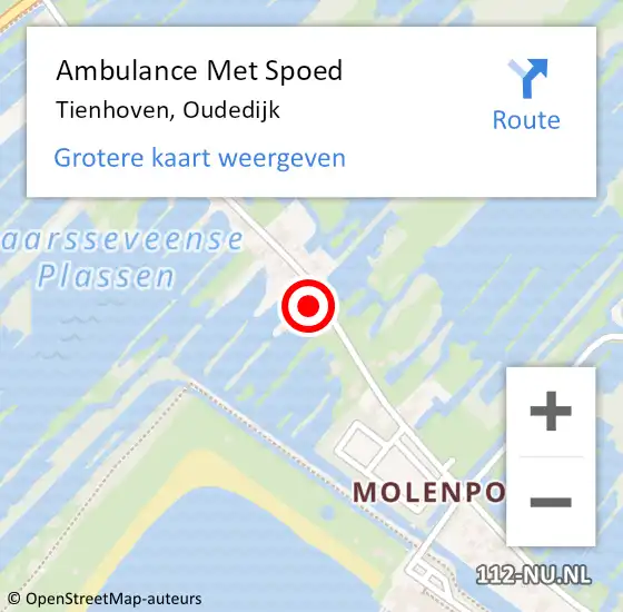 Locatie op kaart van de 112 melding: Ambulance Met Spoed Naar Tienhoven, Oudedijk op 27 januari 2018 17:58