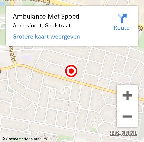 Locatie op kaart van de 112 melding: Ambulance Met Spoed Naar Amersfoort, Geulstraat op 27 januari 2018 18:05