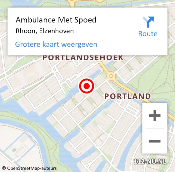 Locatie op kaart van de 112 melding: Ambulance Met Spoed Naar Rhoon, Elzenhoven op 27 januari 2018 18:32