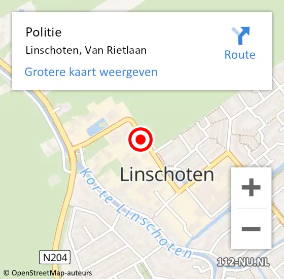 Locatie op kaart van de 112 melding: Politie Linschoten, Van Rietlaan op 27 januari 2018 18:35