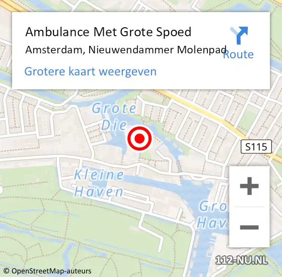 Locatie op kaart van de 112 melding: Ambulance Met Grote Spoed Naar Amsterdam, Nieuwendammer Molenpad op 27 januari 2018 18:45