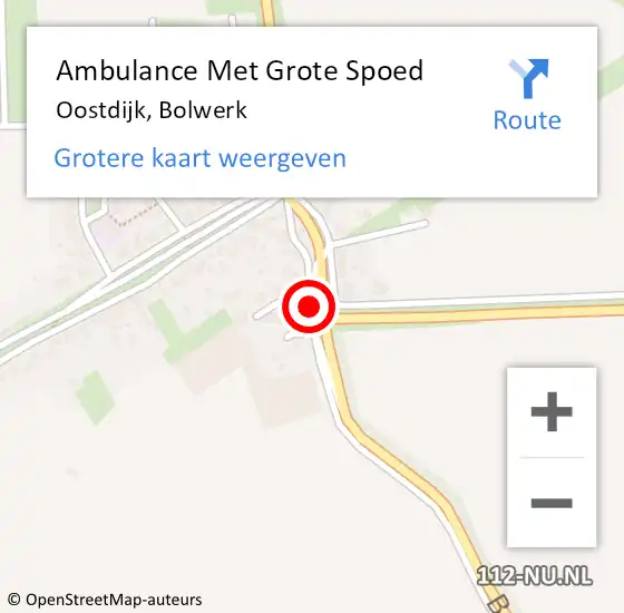 Locatie op kaart van de 112 melding: Ambulance Met Grote Spoed Naar Oostdijk, Bolwerk op 27 januari 2018 19:07