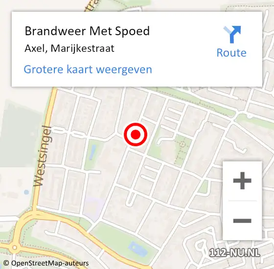 Locatie op kaart van de 112 melding: Brandweer Met Spoed Naar Axel, Marijkestraat op 27 januari 2018 19:43