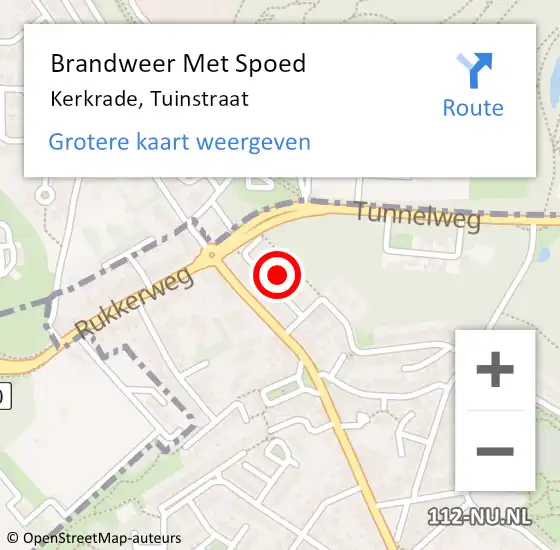 Locatie op kaart van de 112 melding: Brandweer Met Spoed Naar Kerkrade, Tuinstraat op 27 januari 2018 19:49