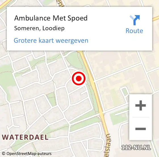 Locatie op kaart van de 112 melding: Ambulance Met Spoed Naar Someren, Loodiep op 27 januari 2018 20:24