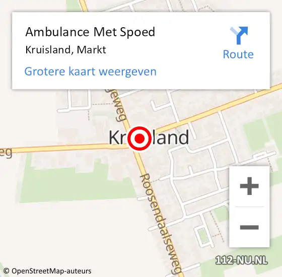 Locatie op kaart van de 112 melding: Ambulance Met Spoed Naar Kruisland, Markt op 27 januari 2018 20:48