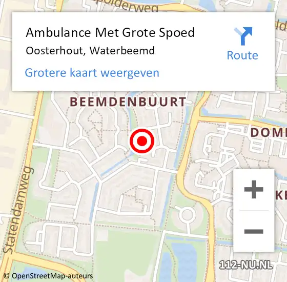 Locatie op kaart van de 112 melding: Ambulance Met Grote Spoed Naar Oosterhout, Waterbeemd op 27 januari 2018 21:45