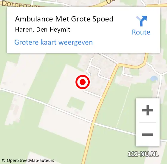 Locatie op kaart van de 112 melding: Ambulance Met Grote Spoed Naar Haren, Den Heymit op 27 januari 2018 21:47