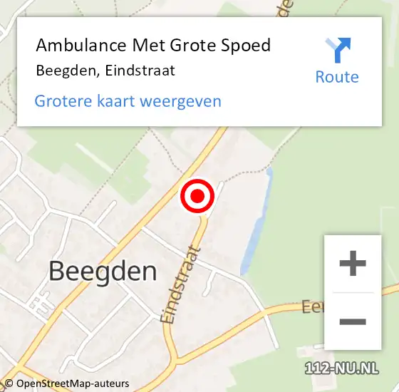 Locatie op kaart van de 112 melding: Ambulance Met Grote Spoed Naar Beegden, Eindstraat op 27 januari 2018 22:17