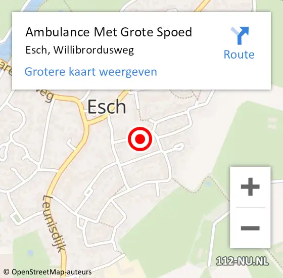 Locatie op kaart van de 112 melding: Ambulance Met Grote Spoed Naar Esch, Willibrordusweg op 27 januari 2018 22:37