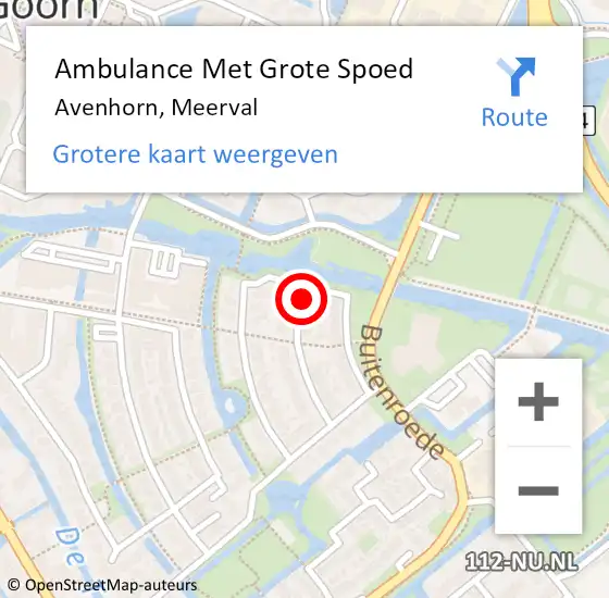 Locatie op kaart van de 112 melding: Ambulance Met Grote Spoed Naar Avenhorn, Meerval op 27 januari 2018 23:28