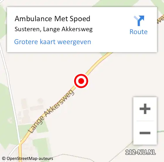 Locatie op kaart van de 112 melding: Ambulance Met Spoed Naar Susteren, Lange Akkersweg op 14 februari 2014 14:02