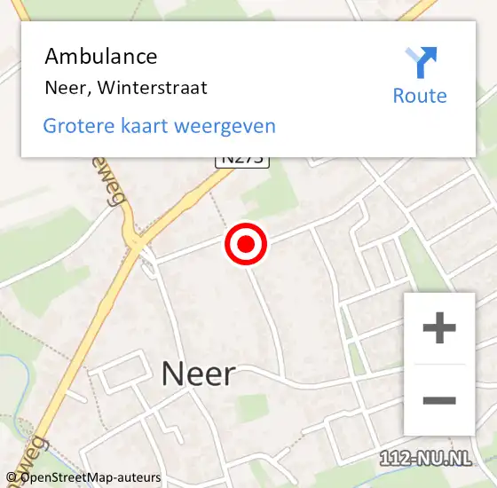 Locatie op kaart van de 112 melding: Ambulance Neer, Winterstraat op 27 januari 2018 23:39