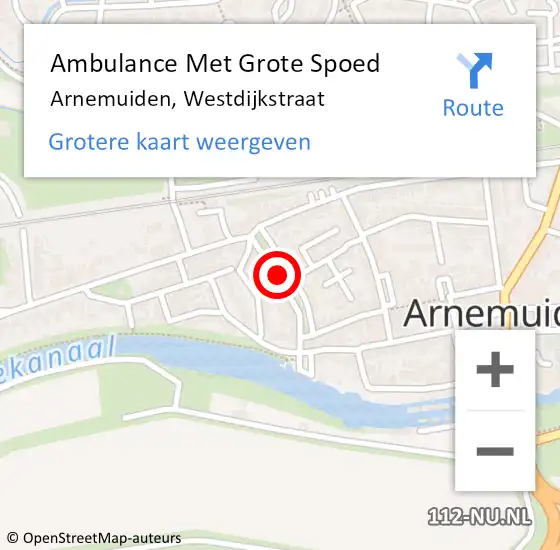 Locatie op kaart van de 112 melding: Ambulance Met Grote Spoed Naar Arnemuiden, Westdijkstraat op 27 januari 2018 23:51