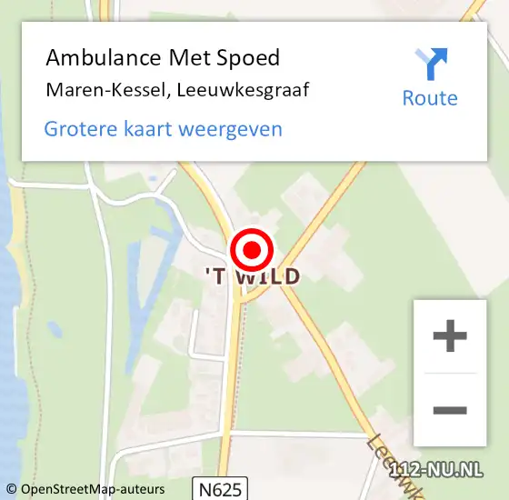 Locatie op kaart van de 112 melding: Ambulance Met Spoed Naar Maren-Kessel, Leeuwkesgraaf op 28 januari 2018 00:10