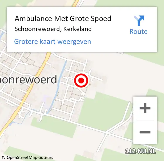 Locatie op kaart van de 112 melding: Ambulance Met Grote Spoed Naar Schoonrewoerd, Kerkeland op 28 januari 2018 00:19